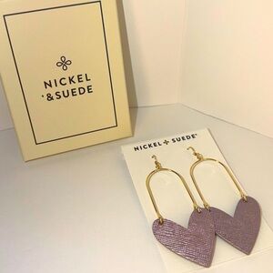 NIB Nickel & Suede Jingle Bells Sweethearts Leather Earrings Gold